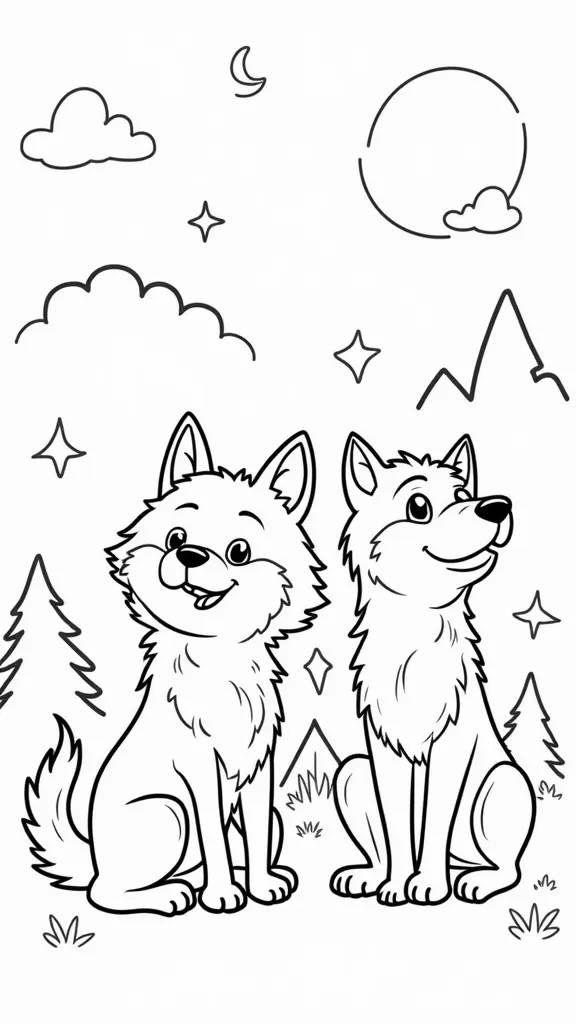 cute easy wolf coloring pages